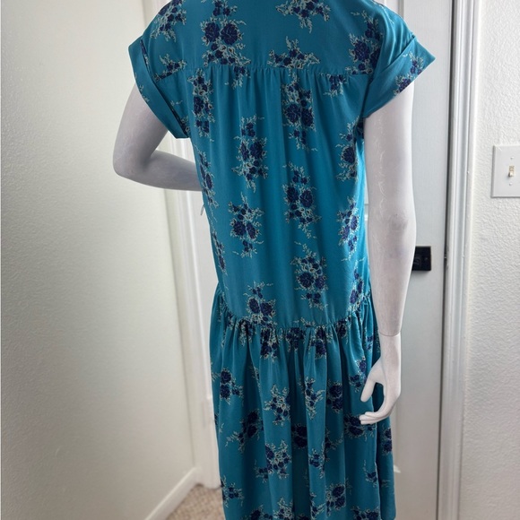 Veronica BEARD Meagan Turquoise Silk Floral Dress Size 2 Retails $695 - Picture 10 of 13